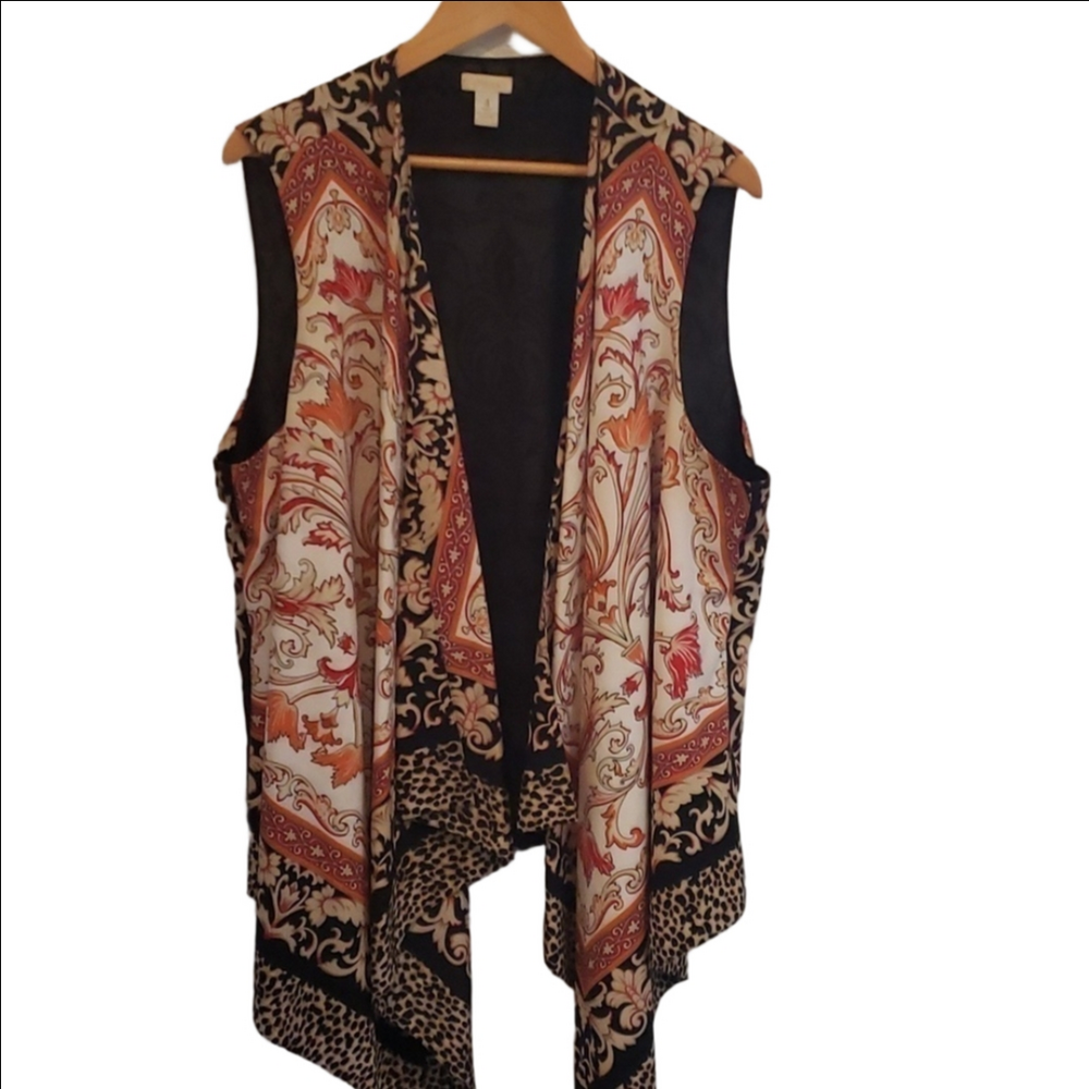 Chico's waterfall animal printed vest Chico's size 4